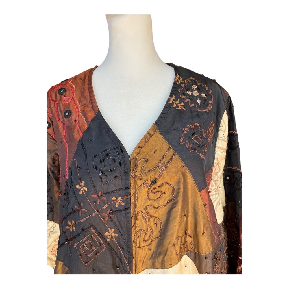 Laura Ashley Jacket Patchwork, Color Block Beads … - image 3
